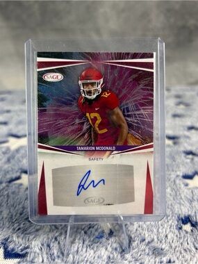 Sage Tamarion McDonald Autograph Football Trading Card - Red